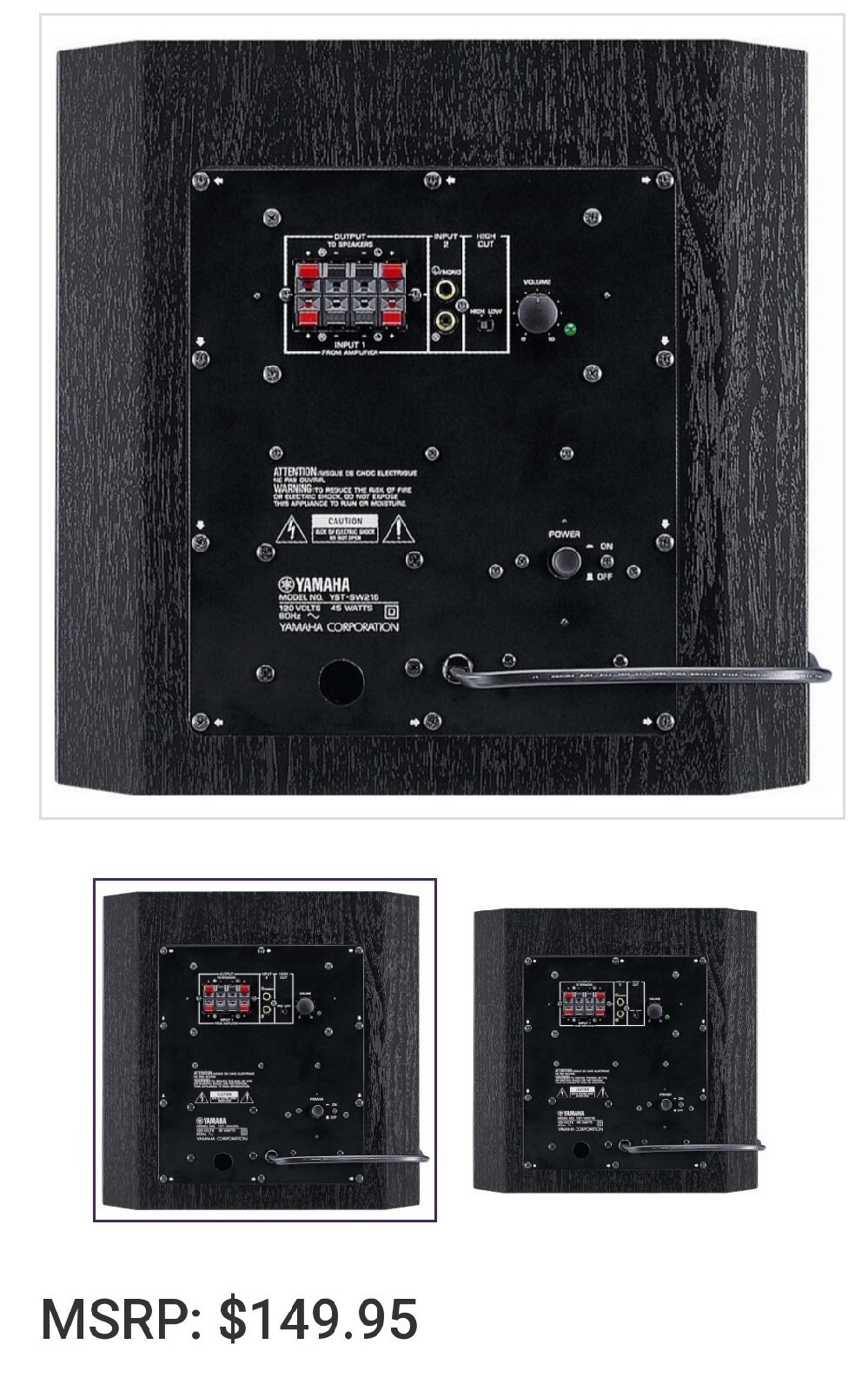 Yamaha YSTSW216 Powered Subwoofer NEW IN BOX eBay