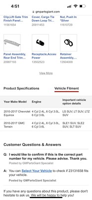 for 2010-2013 Chevy Equinox OEM Genuine GM Cargo Security Shade  