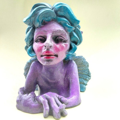 Angel Sculpture in Weatherproof Concrete, Angel Taking a Cigarette Break - Picture 9 of 14
