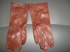 Vintage Maroon Woman's Leather Driving Gloves Small