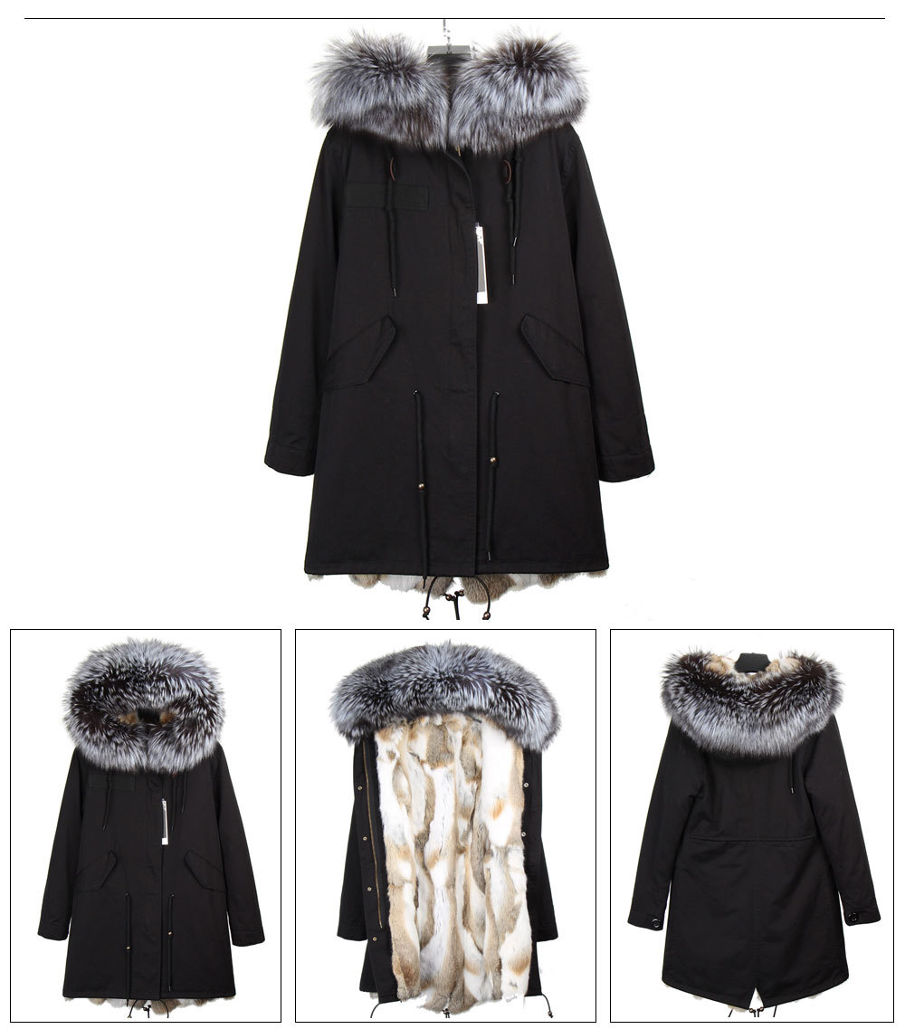 Parka Donna Invernale Pelliccia Vera Cappotto Piumino Pelo Vero Lungo Fur Coat