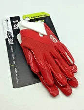 Grip Boost Stealth 5.0 SOLID Red Football Gloves Mens - YOUTH Large