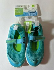 Speedo "Mary Jane" Water Shoes Girls Swim Shoes TEAL Size Sz S 5-6 Kids NWT
