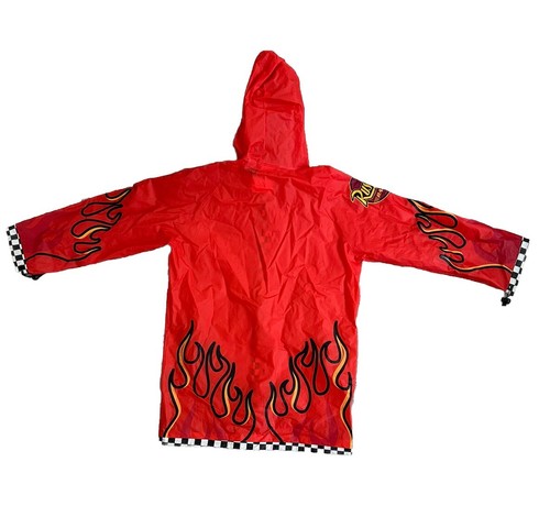 Disney Cars Lightning McQueen Kids Youth Rain Jacket Size M Red Racing Flames - Picture 2 of 10