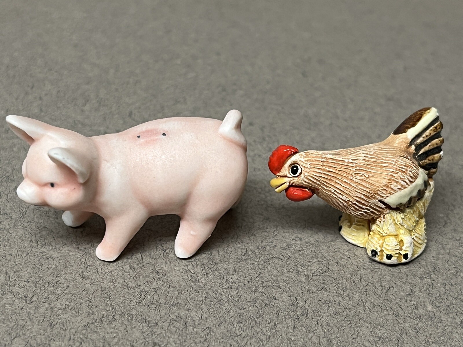 12-Vintage MINIATURE Porcelain/Ceramic Animals-Cow,Pigs,Dogs,Rabbit,Hen,Duck,Etc