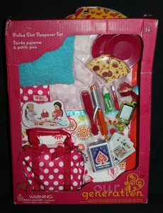 our generation polka dot sleepover set