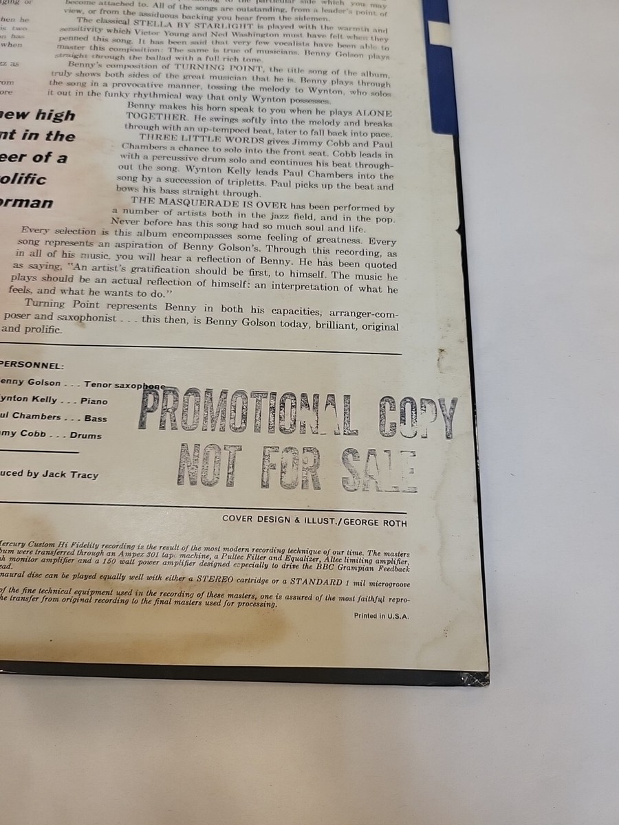 RARE MG20801 BENNY GOLSON TURNING POINT MERCURY 1962 Promotional