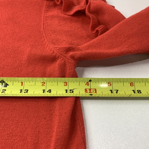 Philosophy Sweater Juniors M Tomato Red 3/4 Ruffled Sleeve Crew Neck Cropped - Picture 9 of 14