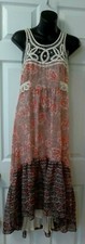 Free People Pink Ivory Combo Paisley BOHO Lace Long Maxi Sun Dress 4 NWT $168