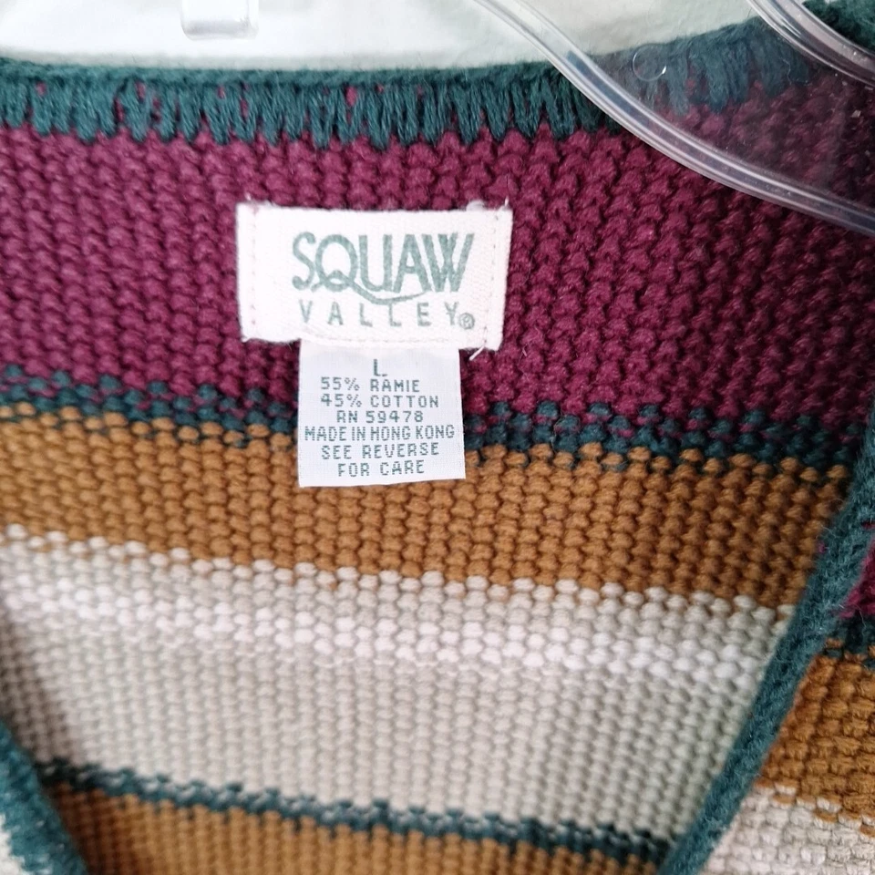 Chaleco Chaleco a Rayas Tejido Algodón Ramie Años 80 90 De Colección Hombres Talla Grande Grunge Boho Foto 3 de 4