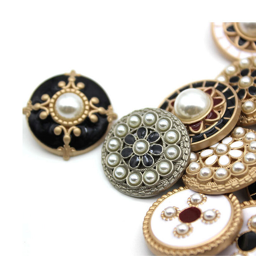 Vintage Metal Button Shank Buttons Star, Flower And Pearl