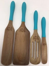 Mad Hungry 4 Piece Spurtle Set In Wood And Aqua Color