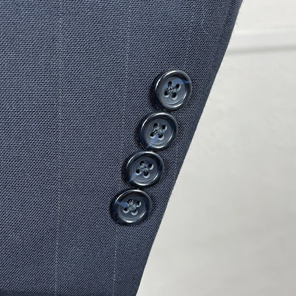 Traje Evan Picone 2 Piezas Para Hombre 42R 32x28 Azul Marino Rayas Lana Foto 2 de 4