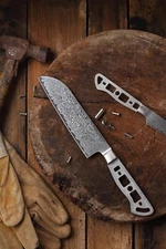 KATSURA Japanese Damascus AUS 10 woodworker Santoku Chef knife blank 7in no logo