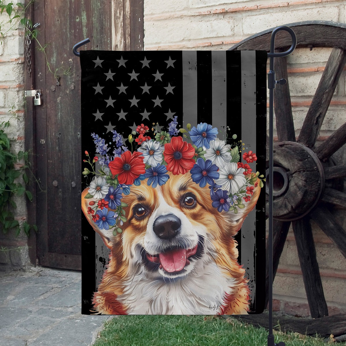 Corgi Dog America 4th of July Flag, Funny Corgi Dog Independence