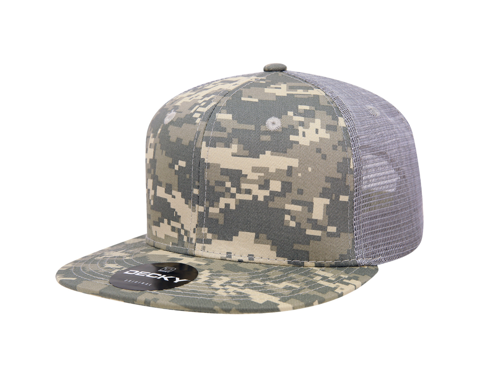 Flat Bill Snapback Trucker Cap &ndash; Solid Blank Plain Mesh Ba