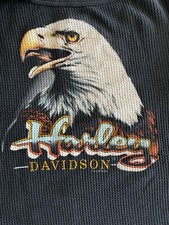 80's 90 s Vintage Harley Davidson Eagle 3D Emblem Thermal Shirt