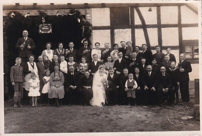 Photo - wedding in front of farmhouse in Bünde i.W. ? or Surroundings - Circa 1930s