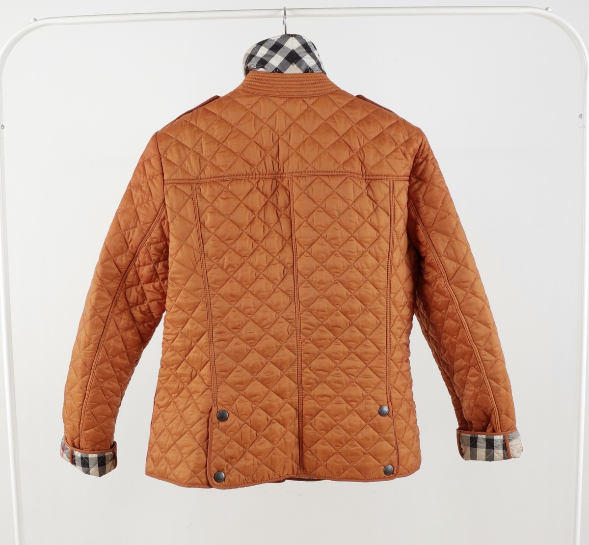 Women's Burberry Brit Nylon Orange Quilted Jacket Nova Check