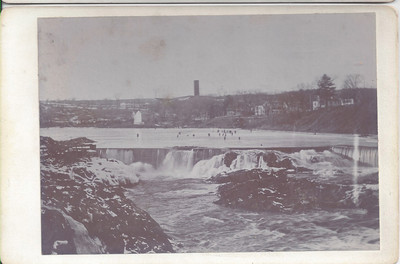 1890s Schrank Karte Foto Skowhegan Me / Maine North Channel Falls W / Eis Skater