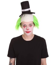 Half Bald Head Funny Men Wig With Hat, Green Color, HM-1216A