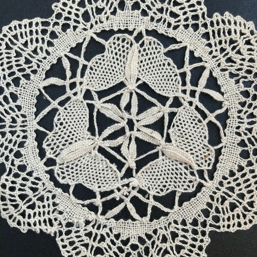 Vintage Handmade Cluny Lace Cotton Butterfly Doily Cocktail Napkin Coaster 6" - Picture 2 of 8