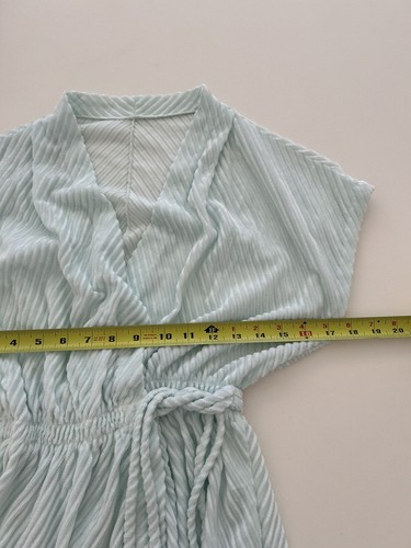 Miss Elaine S Short Sleeve Robe Mint Diagonal Ribbed Sexy 70’s Grecian - Picture 14 of 17