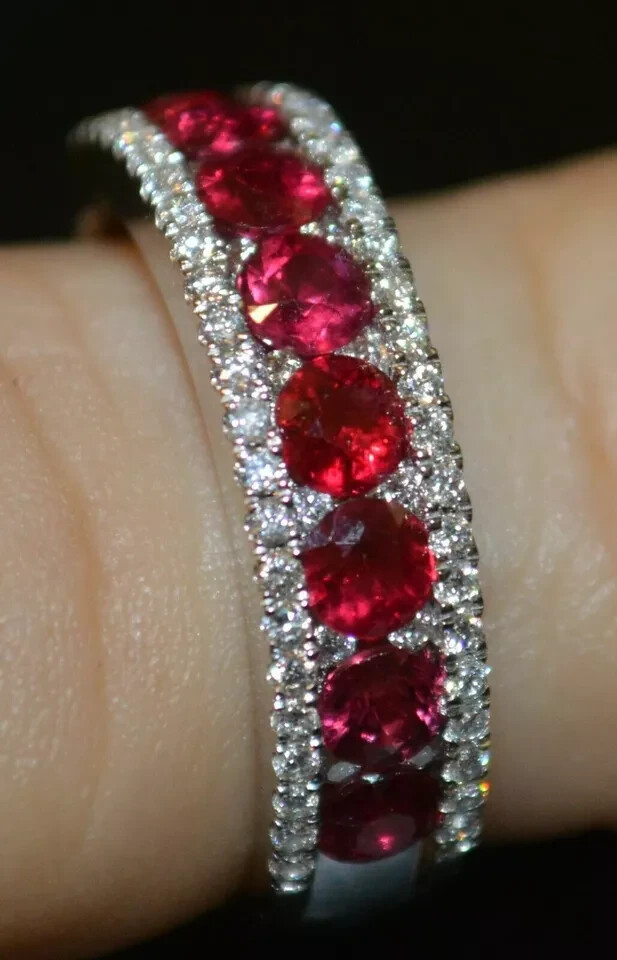 2Ct Round Cut Lab Created Red Ruby Wedding Band R… - image 7