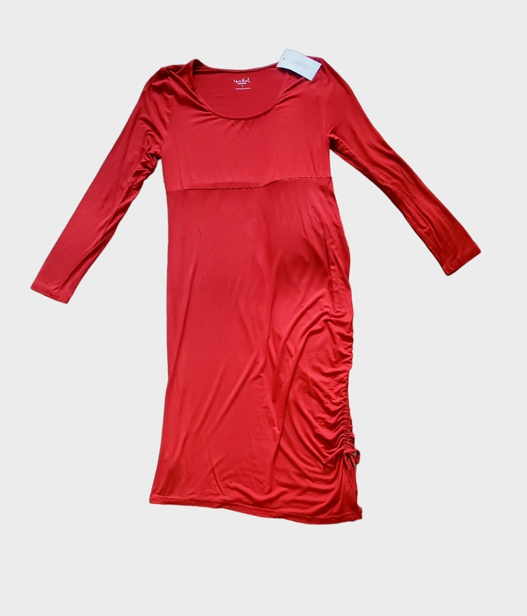 Long Sleeve Bodycon Maternity Dress Isabel Maternity Red Size L NWT