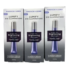 3 Bausch + Lomb Lumify Eye Illuminations Hydra Gel Brightening Eye Cream 0.5 oz
