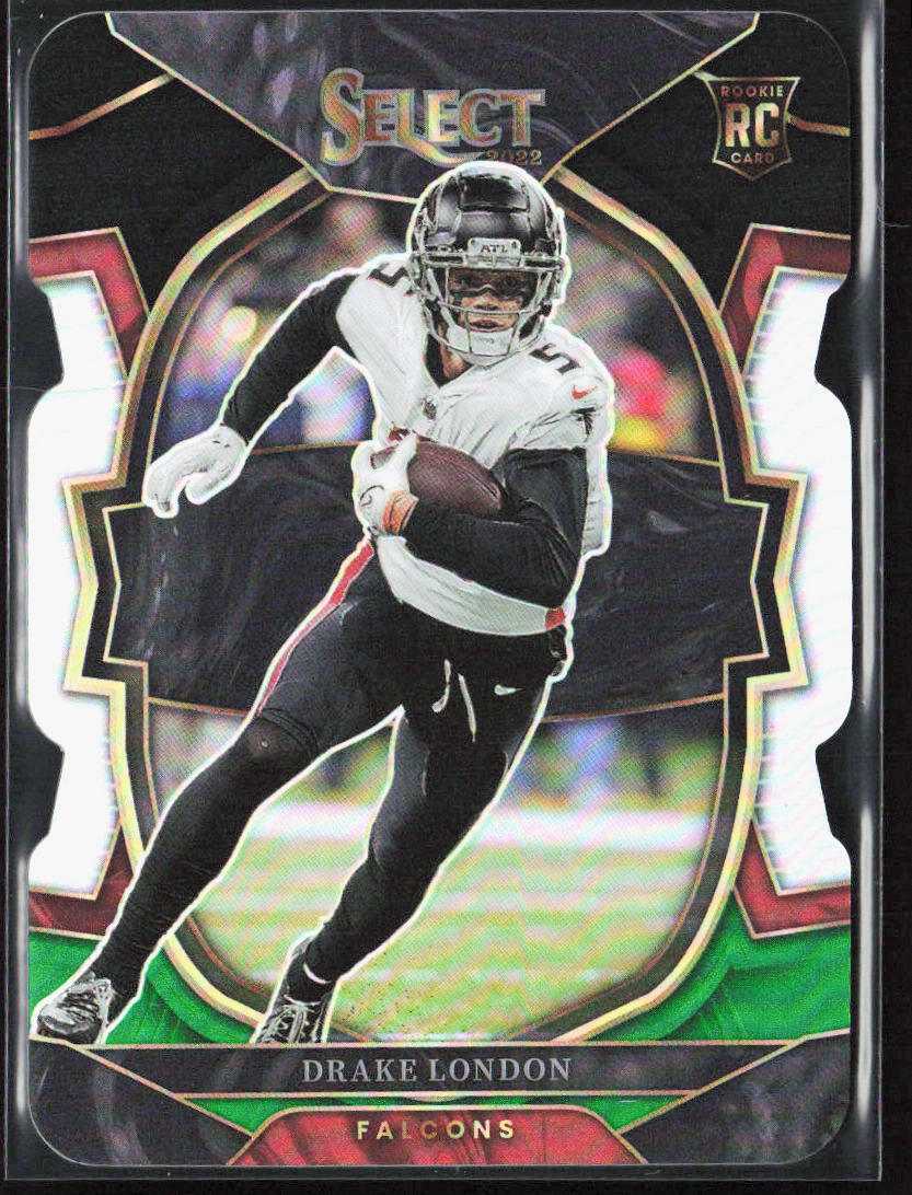 2022 Panini Select Drake London Concourse Black & Green Prizm Die-Cut Rookie #35