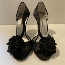 Maxstudio Black Satin Slingback Bow Detail Sl...