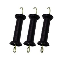 3 Pcs Heavy Duty Electric Fence Gate Handle, Black with Insulators with Spring