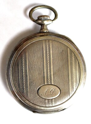 Vintage Langendorf Pocket Watch SOLID SILVER Gold Hands Double 