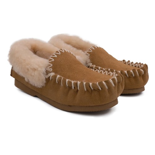100% Australian Sheepskin Moccasin - Women's Men's Slippers, Warm Slip On Uggs - Picture 36 of 47