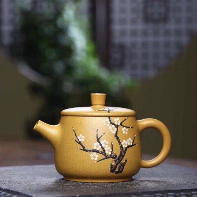 Handmade Tea Pot Marked Real Yixing Zisha Duan Clay Wintersweet Plum Relief New