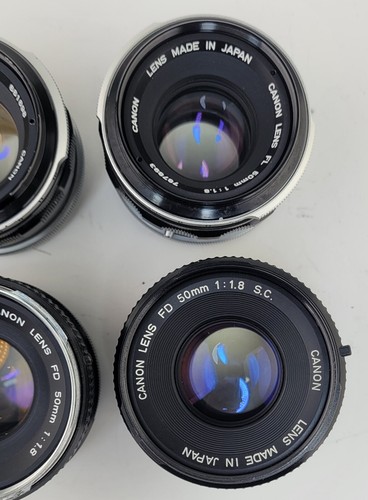 6x Untested Unchecked Unconfirmed Vintage Canon FD FL 50mm Camera Lens BL284 - Picture 5 of 12