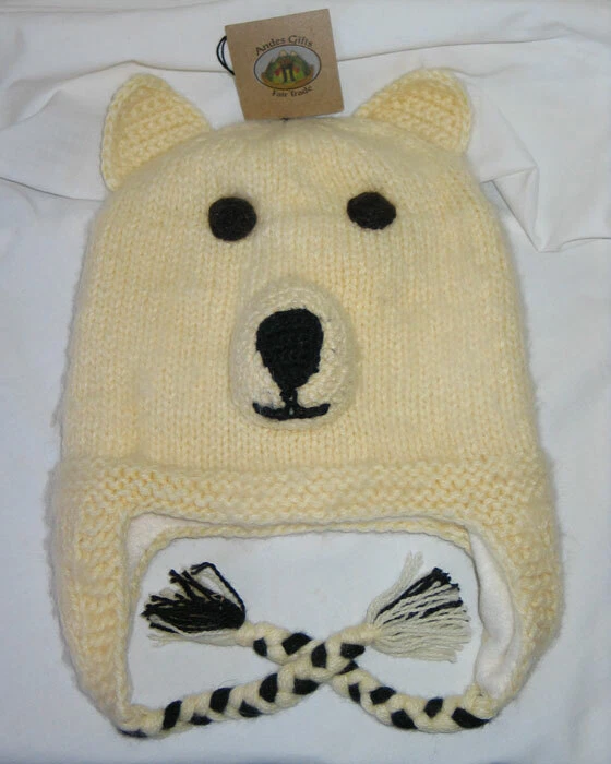 Andes Gifts POLAR BEAR Cap w Lined Fleece Hat - Hand Made in Peru - NWT!
Opens in a new window or ta