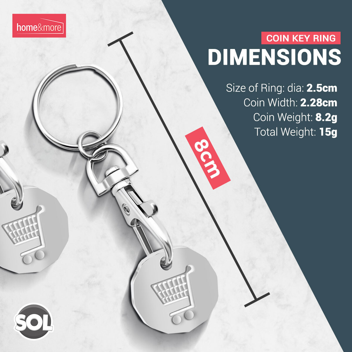 6-24 Trolley Con Token Removable Supermarket £1 One Pound Shoppng - Foto 6