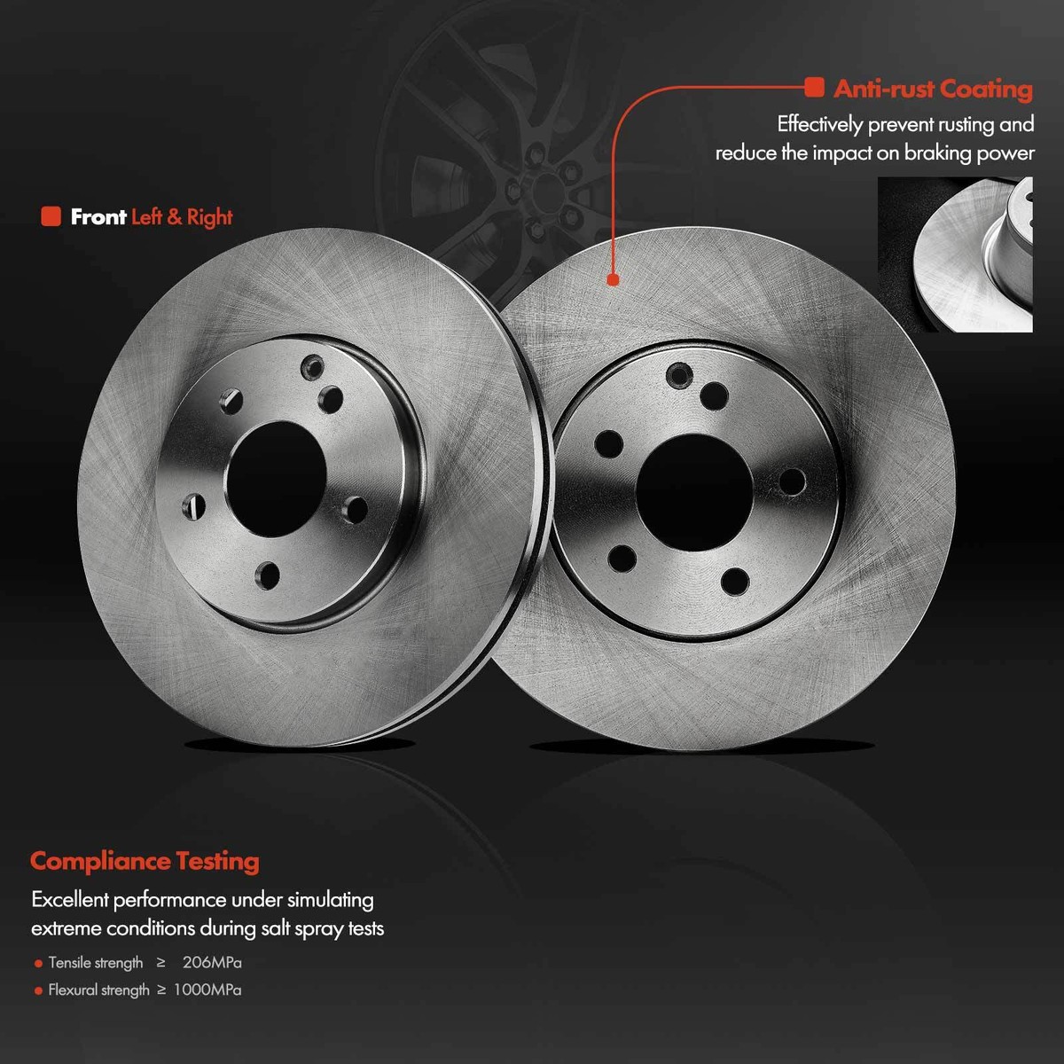 2x Front Side Disc Brake Rotors for Mercedes-Benz E320 2004-2005