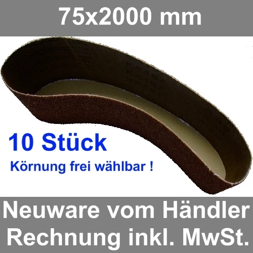 Abrasive Paper Tapes 75 x 2000 mm 10 Pieces New