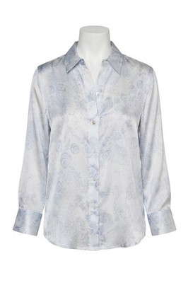 L'agence Dani Blouse Ivory/pale Mist Blue Lace Print