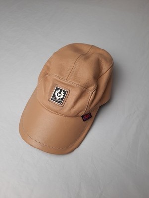 Belstaff Herren Vintage Beige Leder Baseball Style Mütze Kappe Gr. 1
