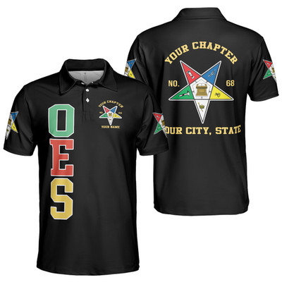 Custom Name Order of the Eastern Star Masonic Lodge OES 3D Men's Polo Shirt