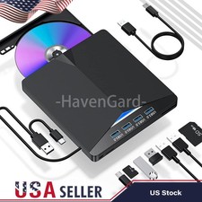 7in1 Slim External CD DVD Drive USB 3.0 Reader Writer Burner Player For Laptop