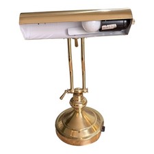 Vintage Solid Brass Adjustable Banker's Desk Lamp Gold Tested Working