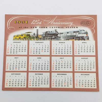 #ad New York Central System 1951 125th Anniversary Calendar $100.00