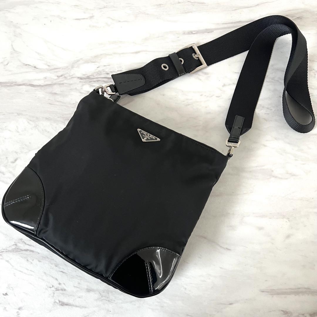 Prada Black Nylon Shoulder Bag Unisex Authentic Excellent Condition