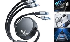 100W Multi Charging Cable, 6-in-1 Retractable USB C/A Cable, 5A Fast Grey