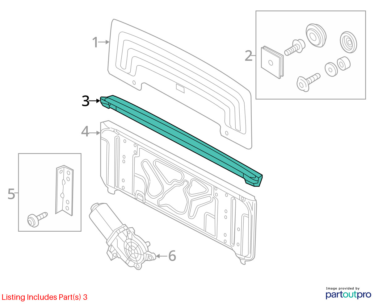 2011-2015 Audi R8 42 Spyder Strip Seal Body Rear Black Glass Window OEM *NOTE